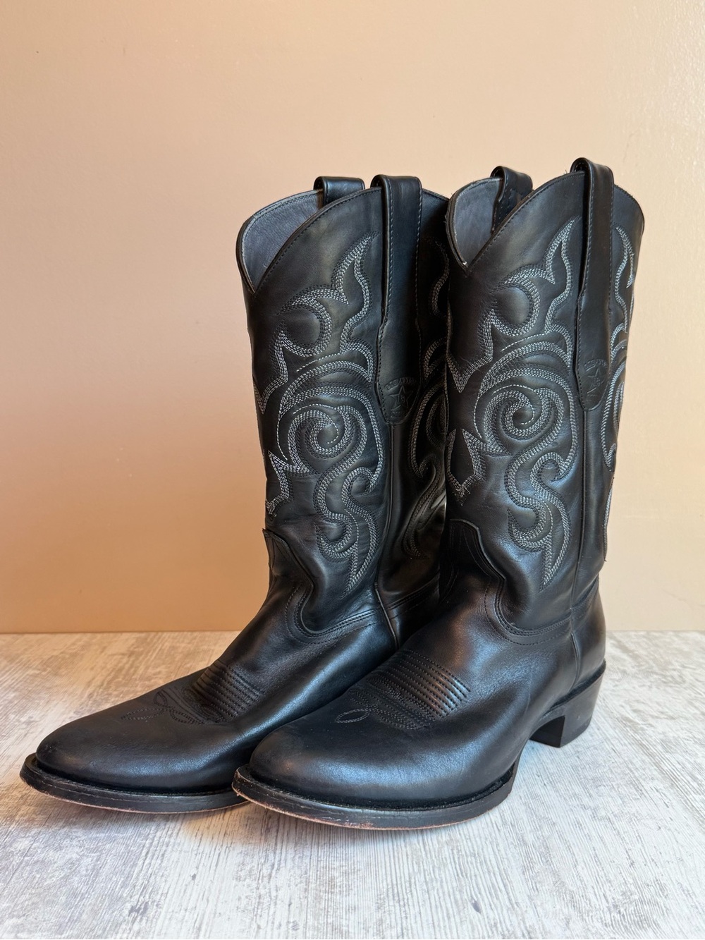 Classic Black Leather Cowboy Boots - Men's Tall Western Boots